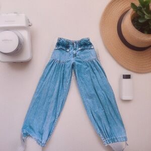 Free People
Lotus Mid Rise Cinched-Tie Wide Leg Banded Ankle  Size 26